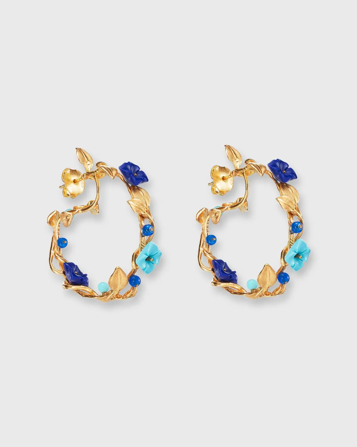 Mini Flower Whirl Earrings In Gold/Lapis/Turquoise 1