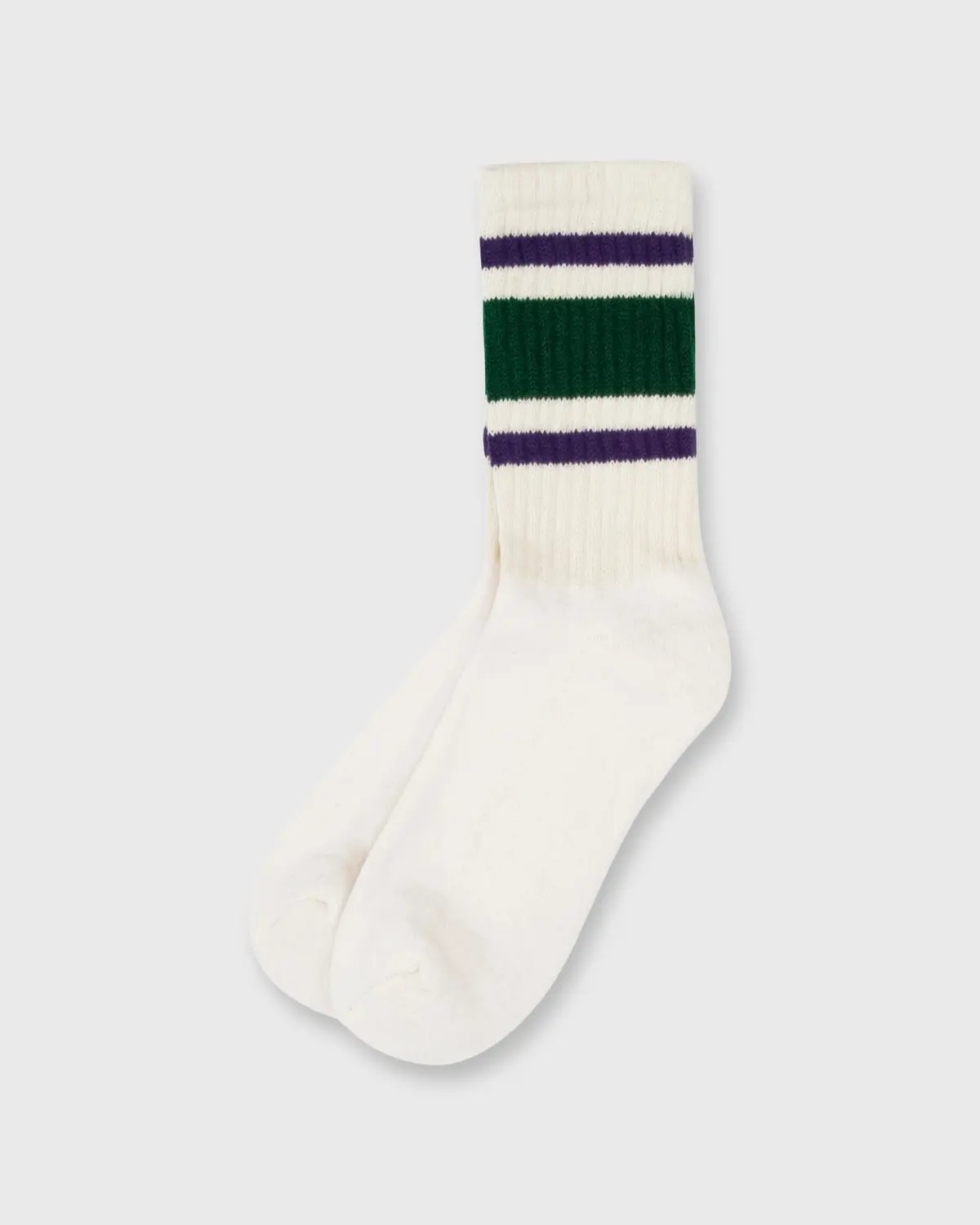 Retro Stripe Socks In Pine/Mulberry 1