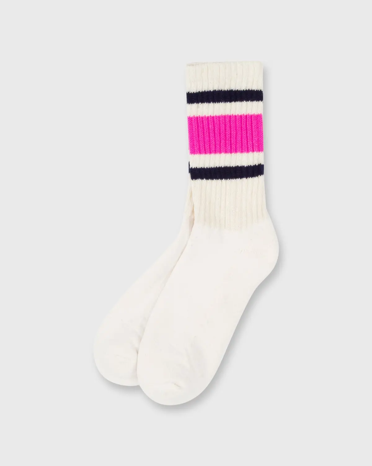Retro Stripe Socks In Neon Pink/Navy 1
