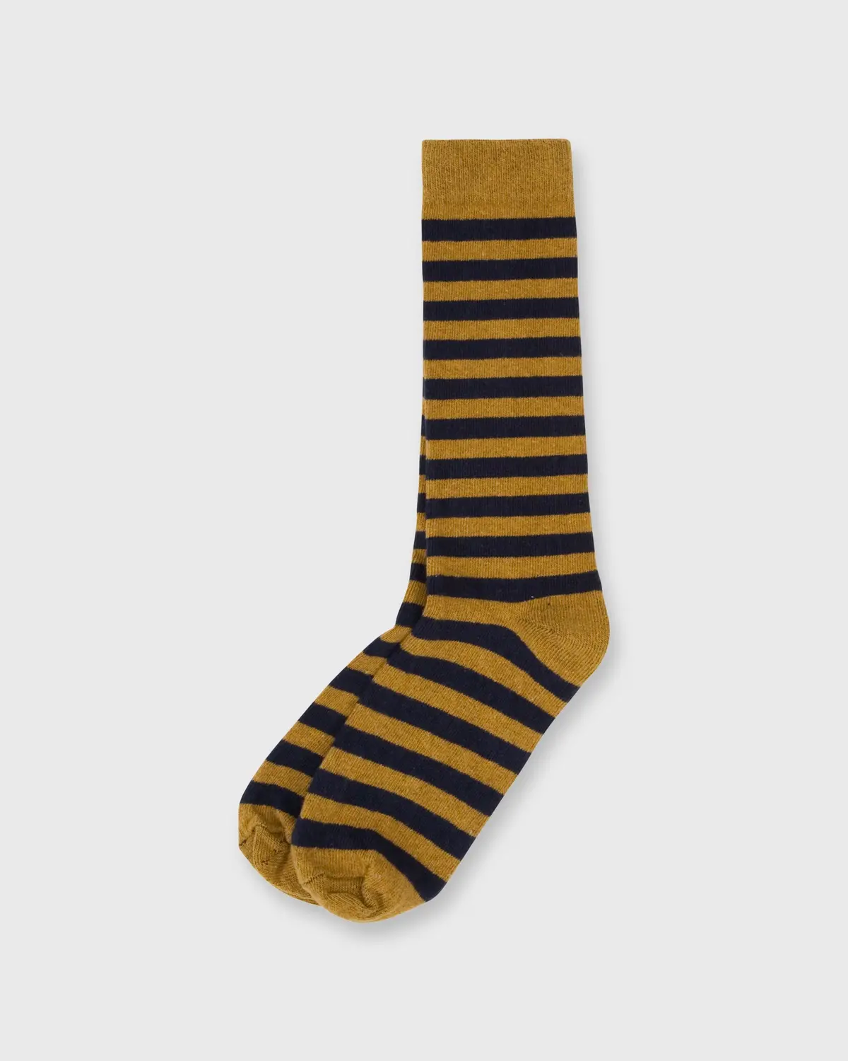 Rugby Stripe Socks In Ochre/Navy 1