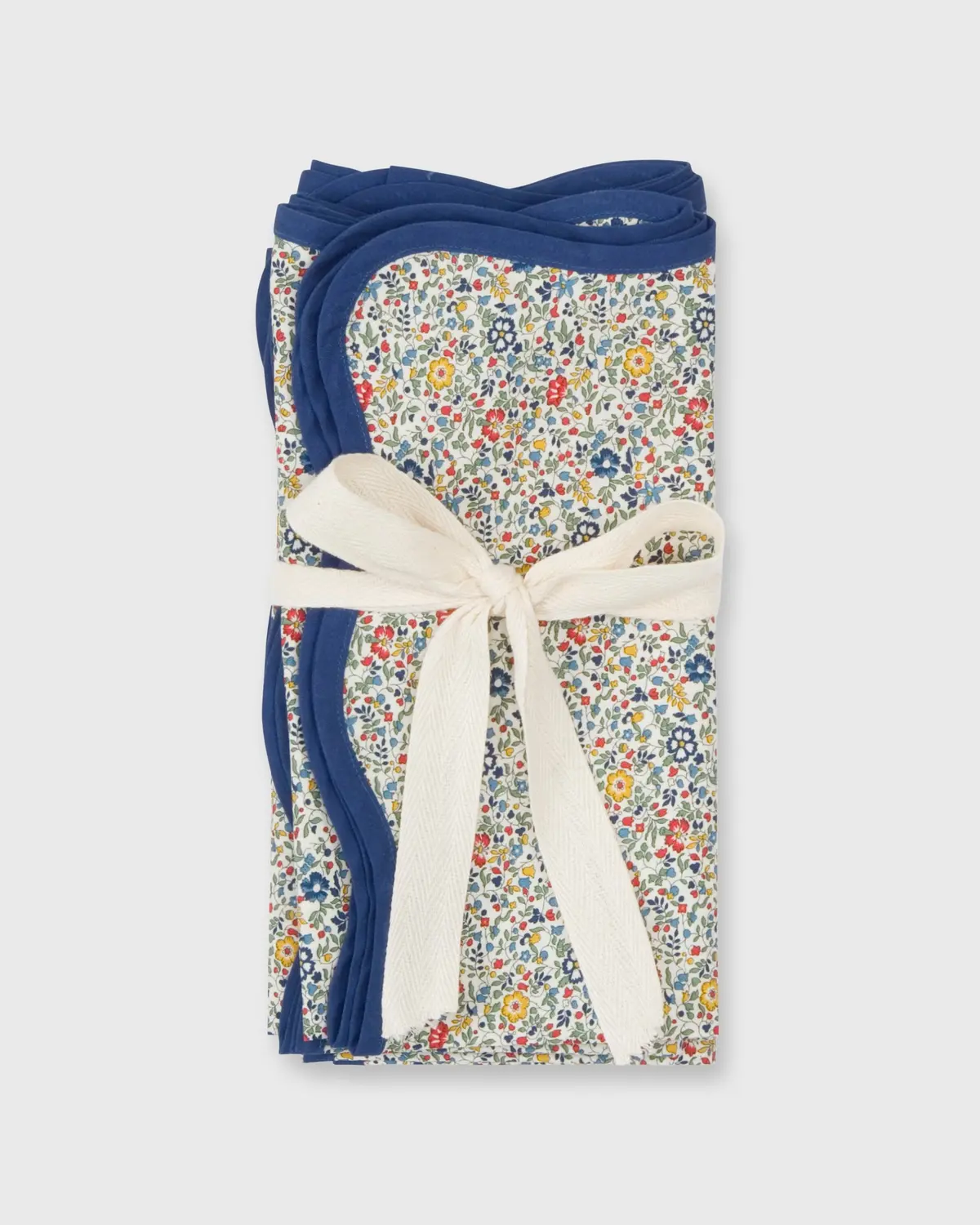 Scallop Edge Napkins (Set Of 4) In Red/Blue/Yellow Katie & Millie Liberty Fabric 1