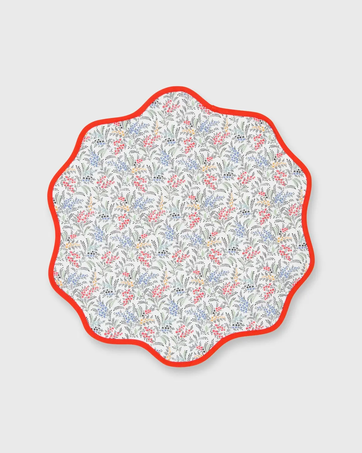 Scallop Edge Placemat In Yellow/Blue Multi Hope Springs Liberty Fabric 1
