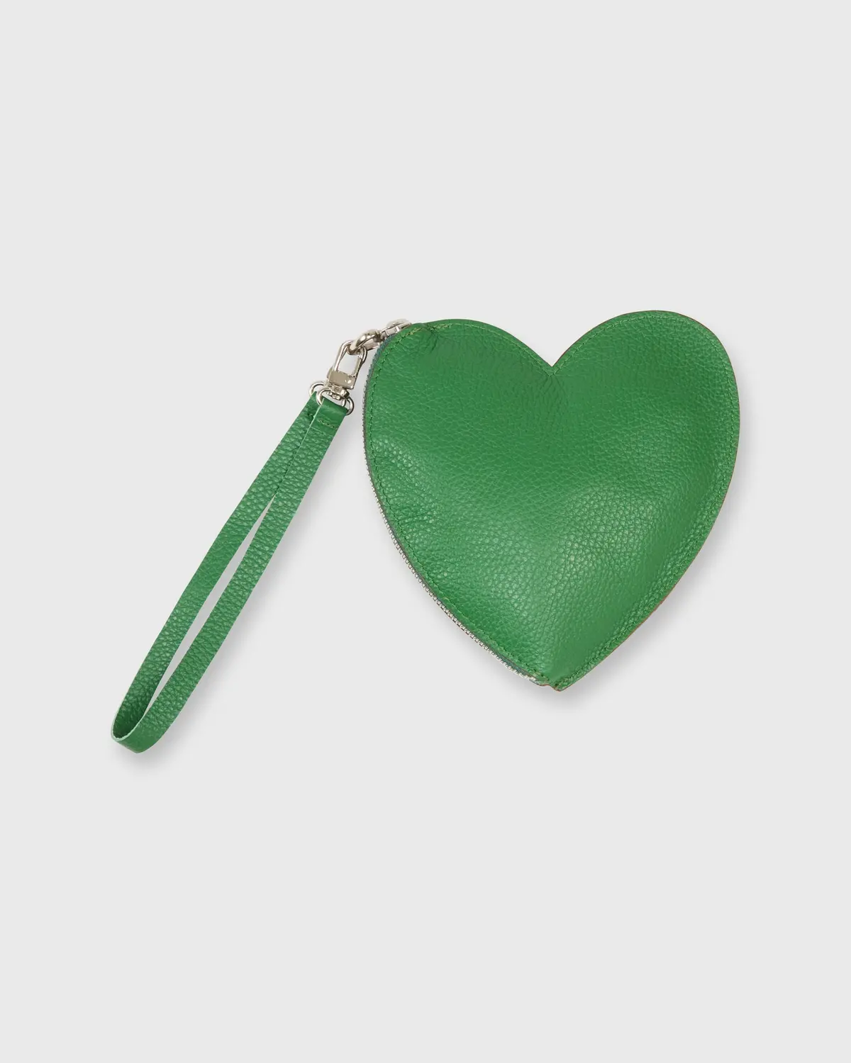 Heart Pouch In Green Leather 1