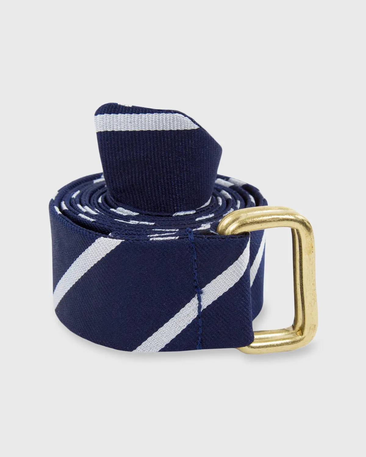 D-Ring Belt In Navy Buckingham Stripe 1