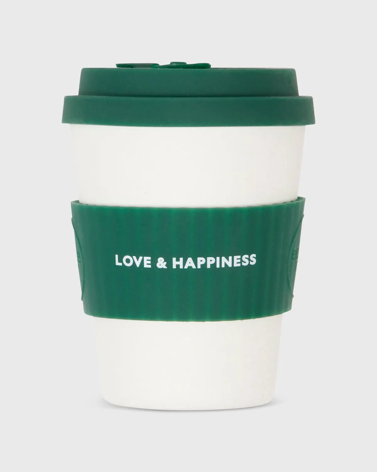 12 Oz. Reusable Coffee Cup In White/Green 1
