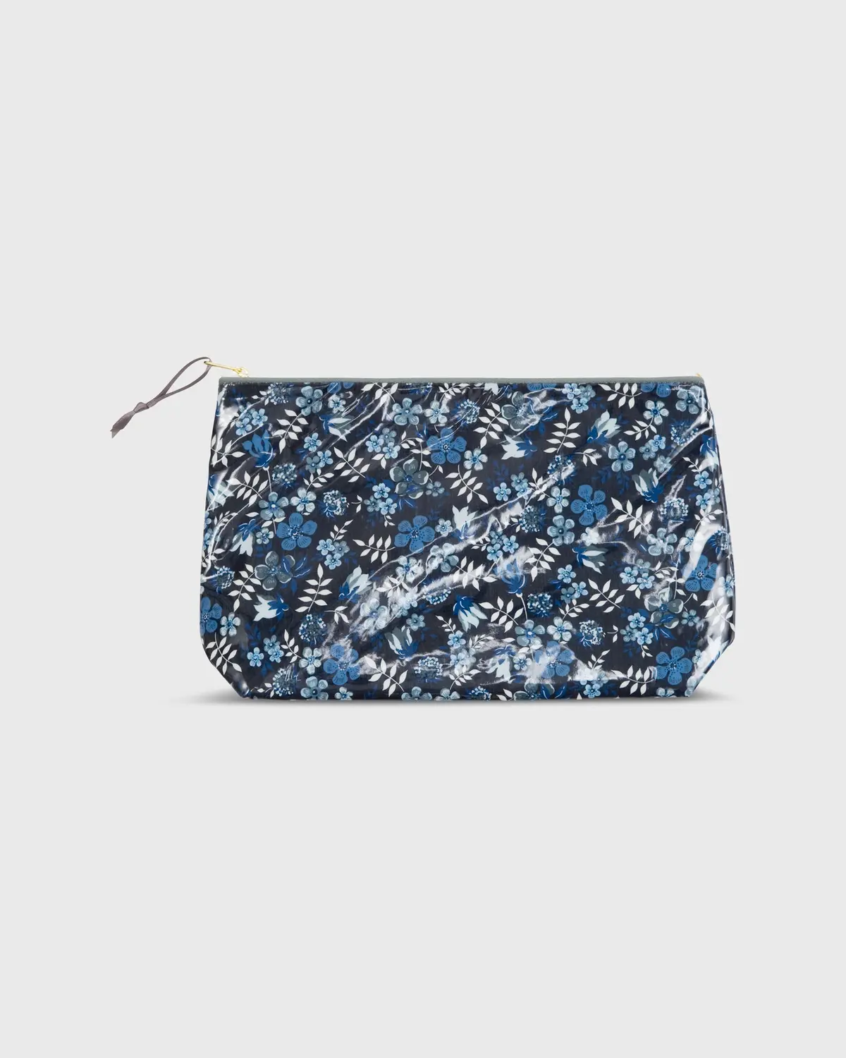 Coated Medium Cosmetic Bag In Blue Edenham Liberty Fabric 1