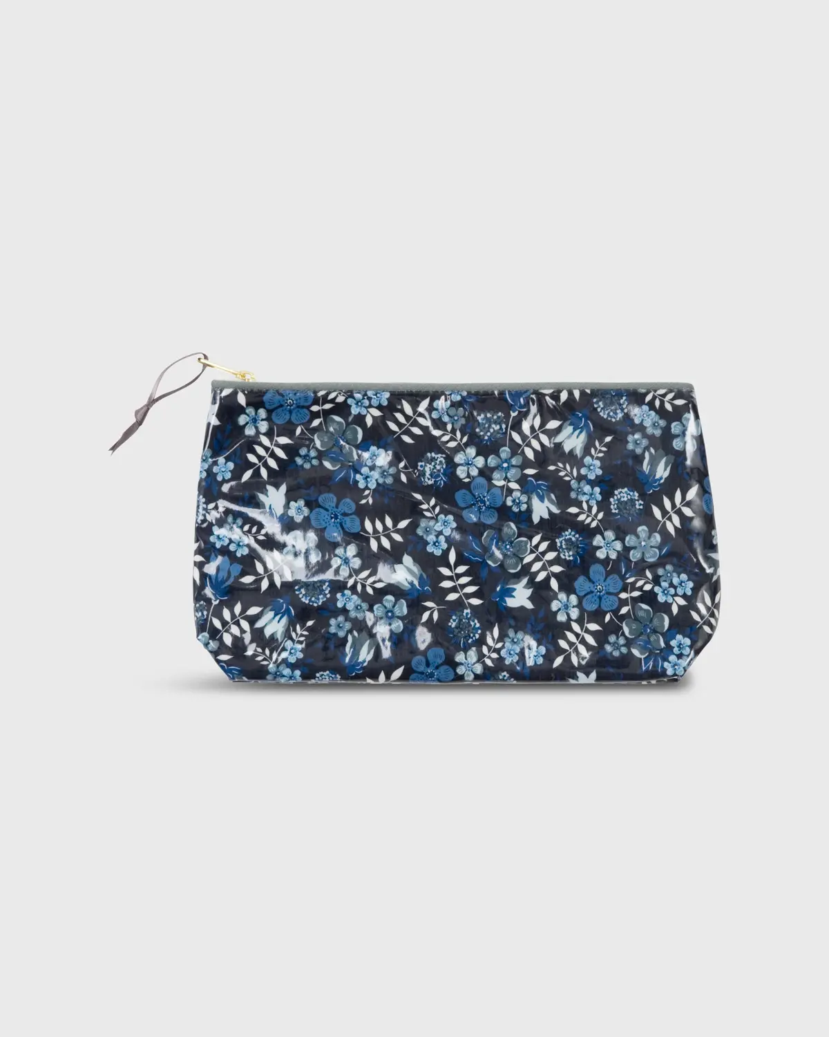 Coated Small Cosmetic Bag In Blue Edenham Liberty Fabric 1