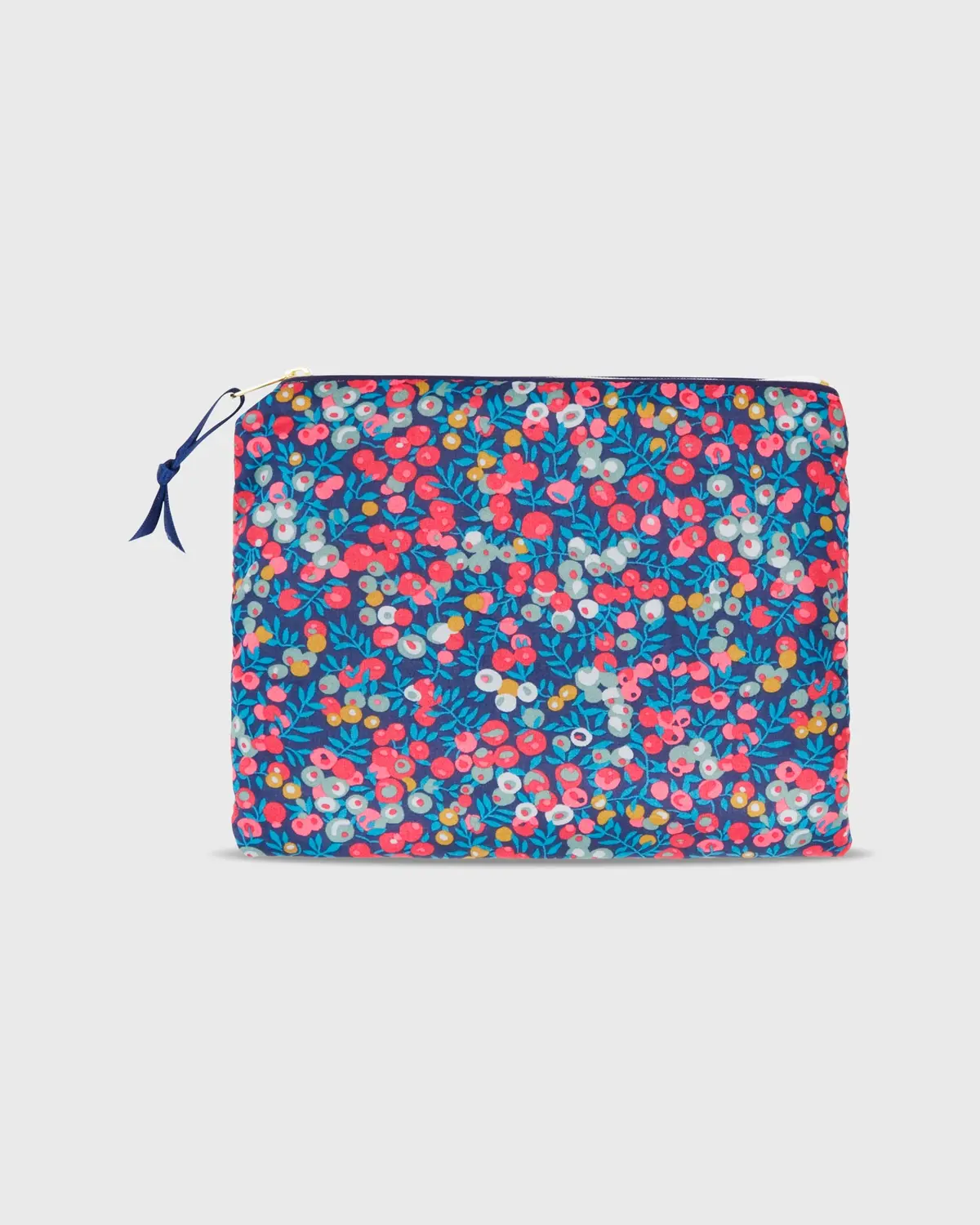Small Zip Pouch In Navy Wiltshire Liberty Fabric 1