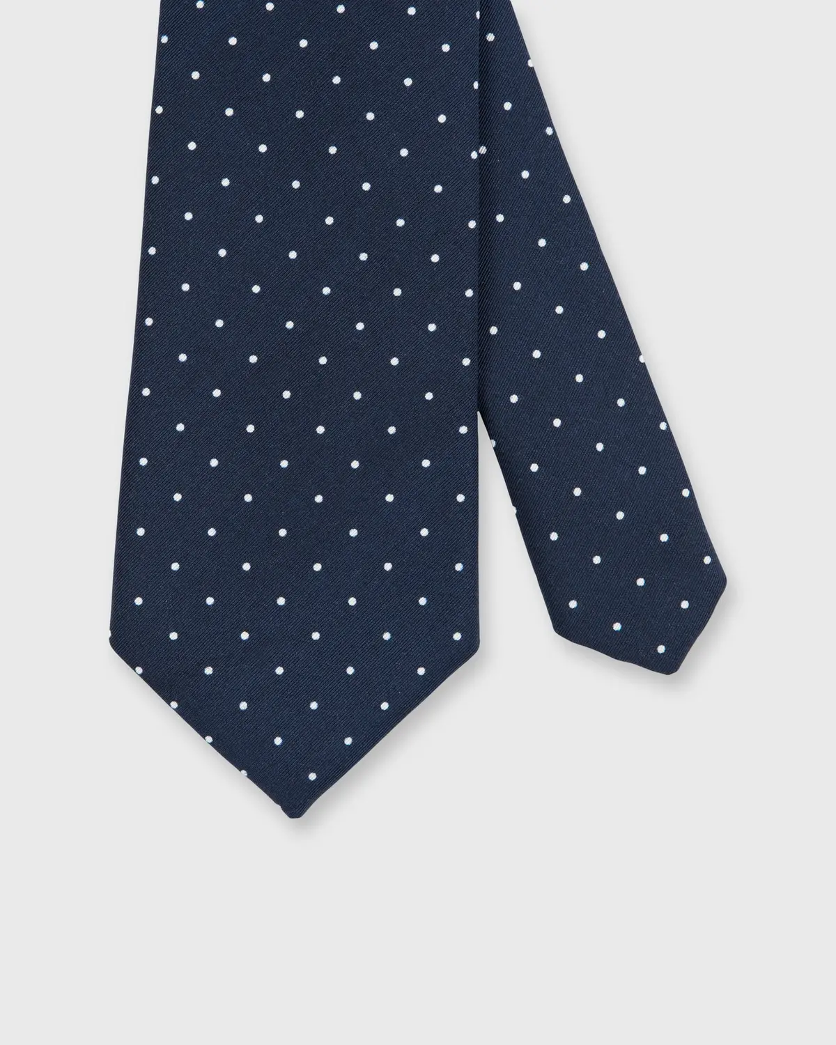 Irish Poplin Tie In Navy/White Dot 1