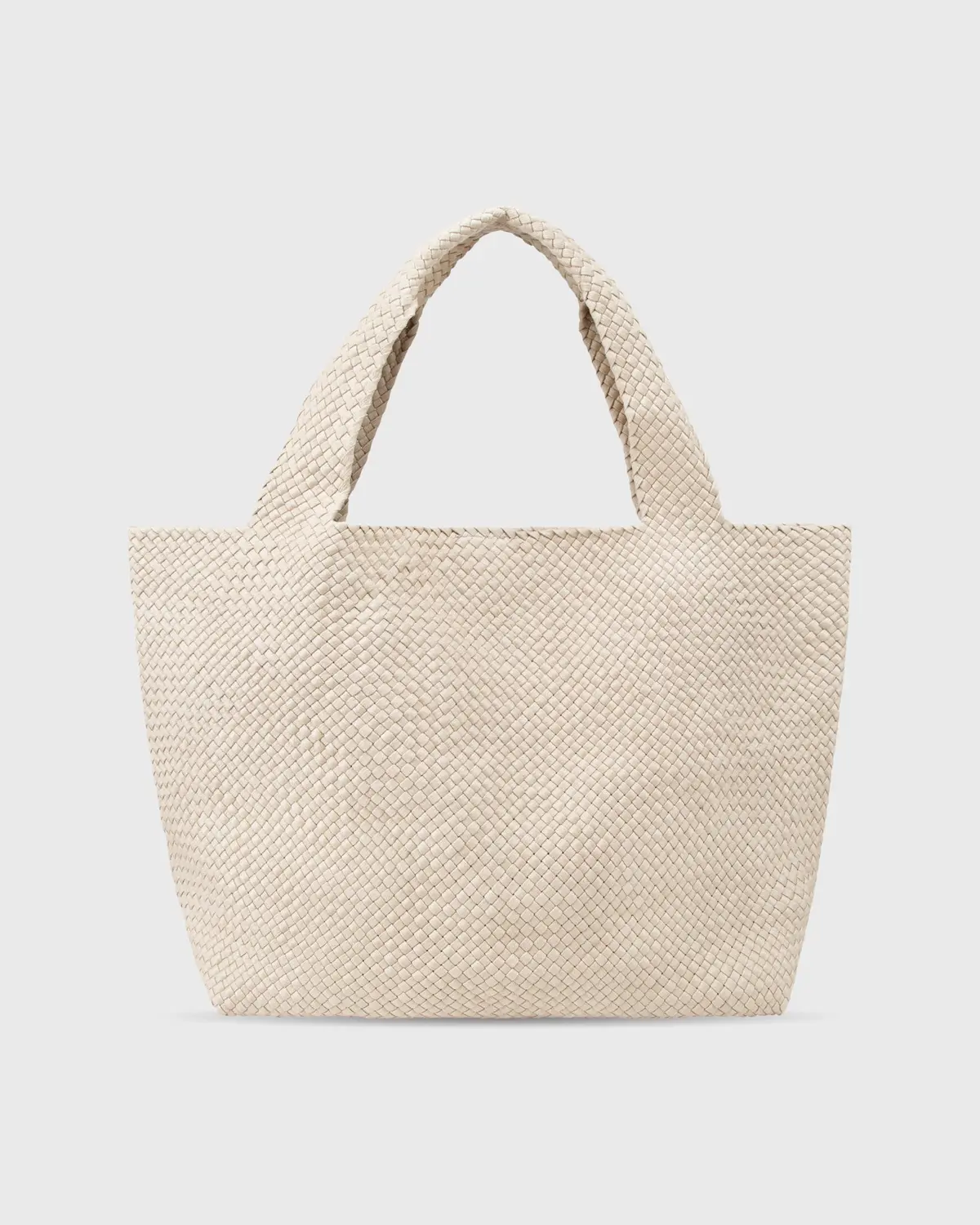 Mercato Handwoven Tote In Beige Coated Cotton 1