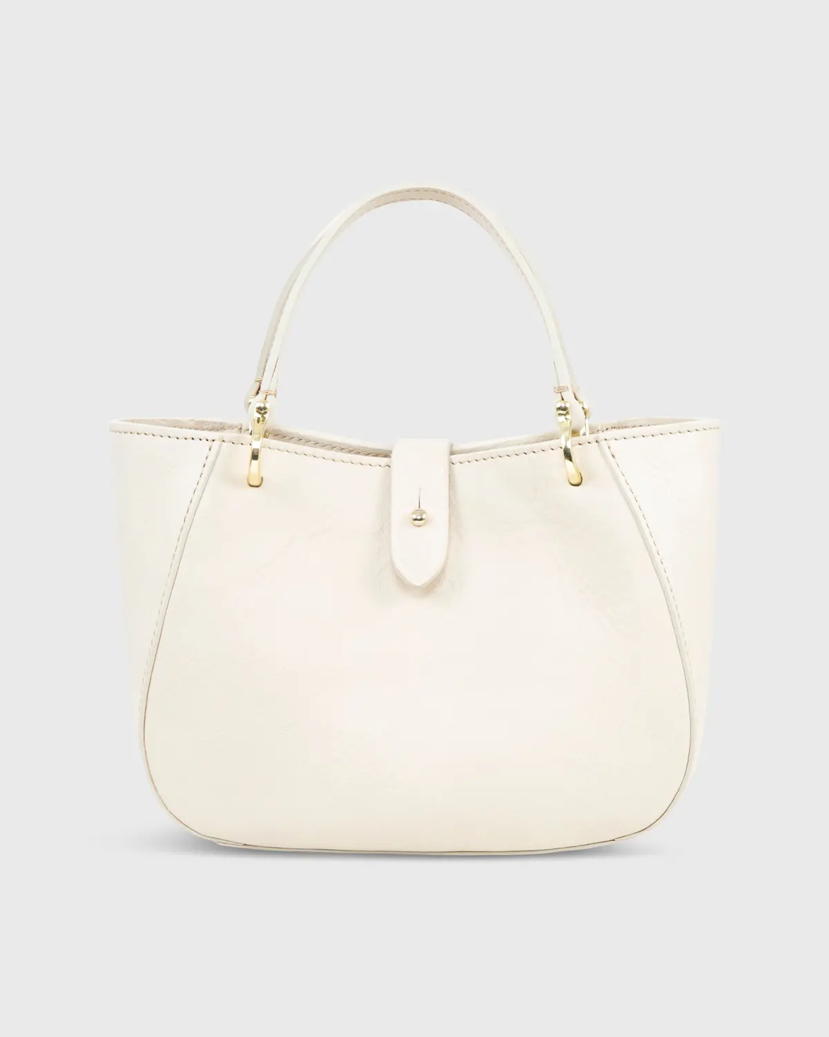 Small Annalisa Satchel Bag In Beige Leather 1