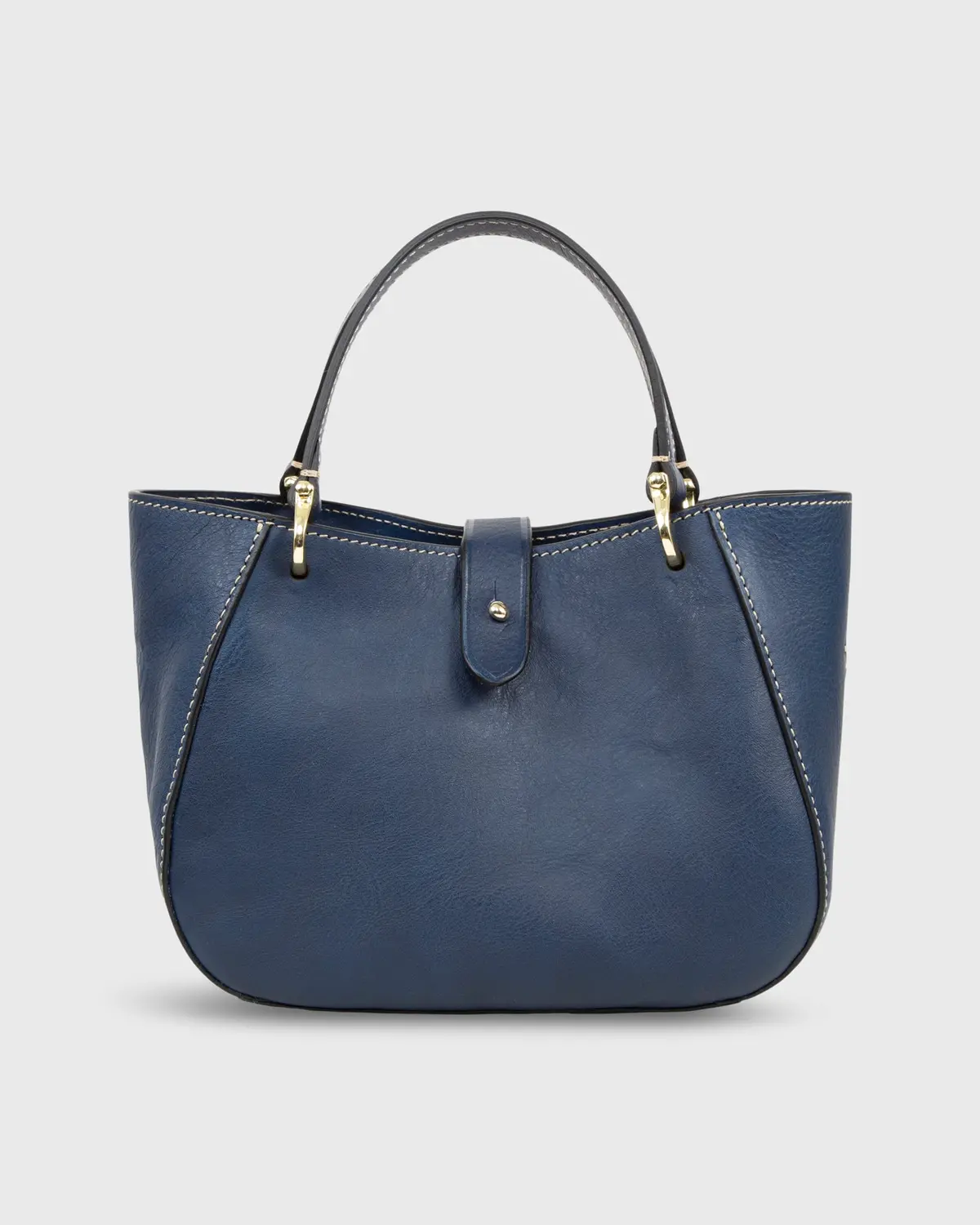 Small Annalisa Satchel Bag In Navy Leather 1