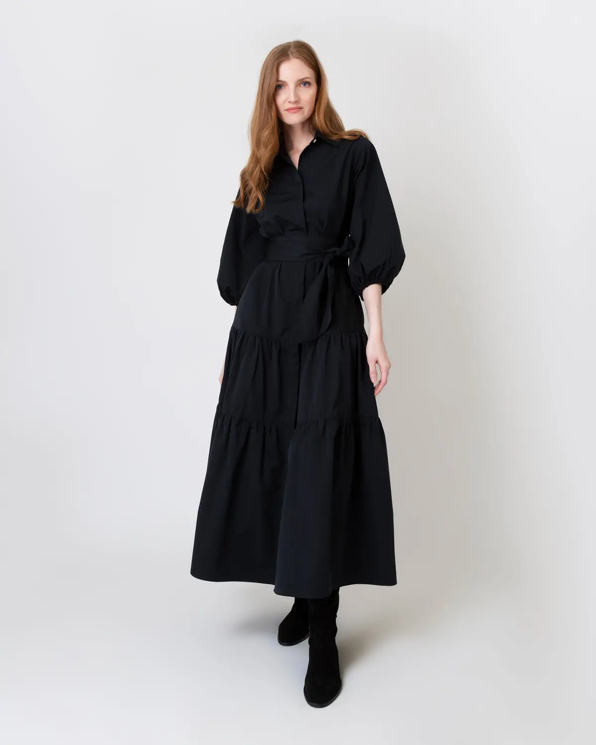 Isla Shirtdress In Black Poplin 1