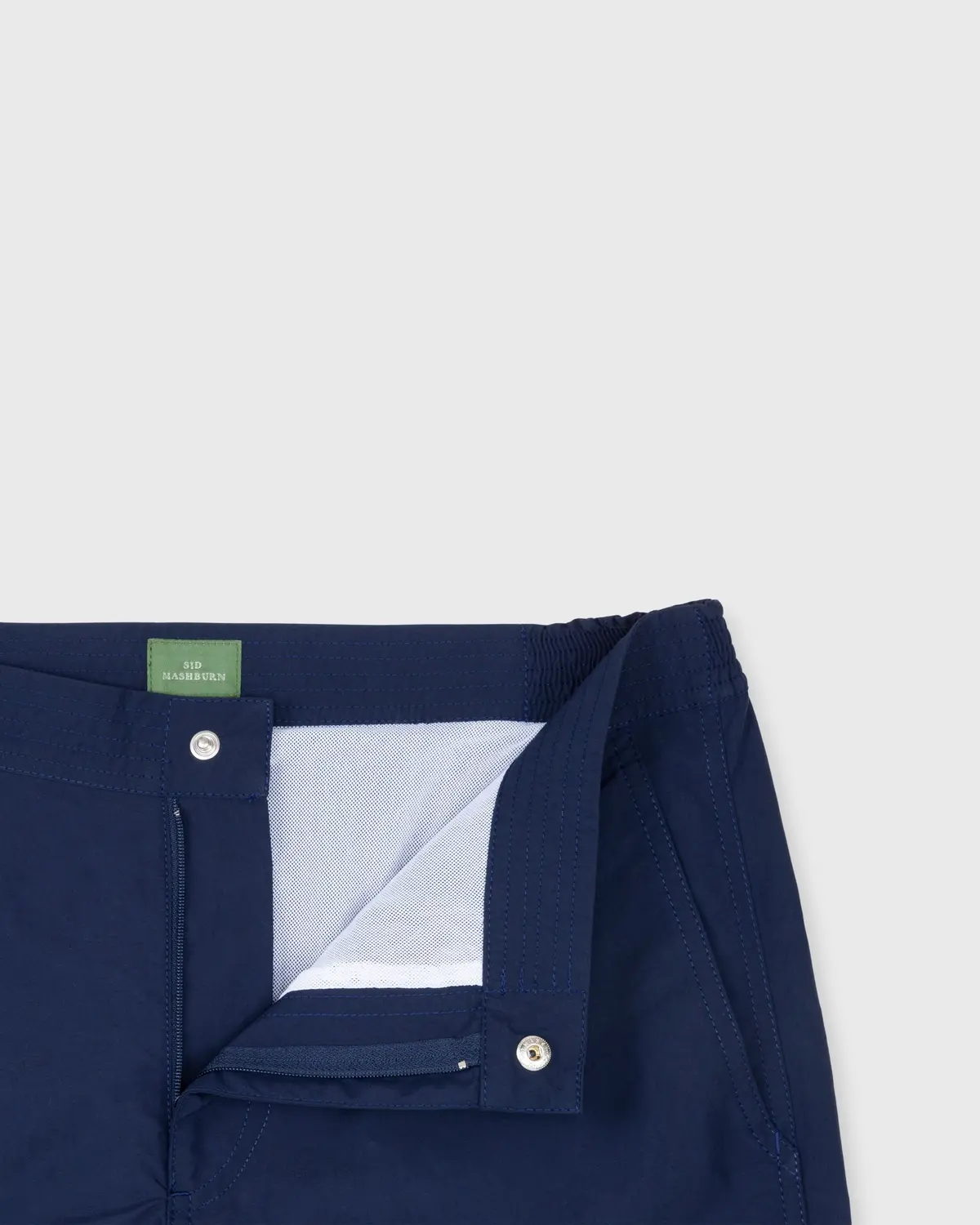 Zip-Front Standard Swim Short In Navy Nylon 4