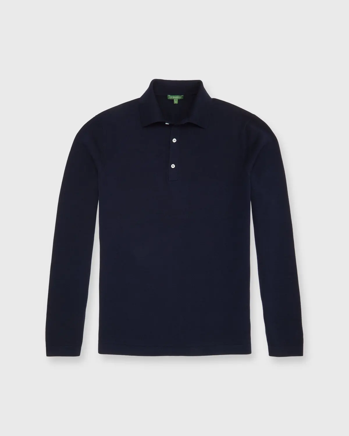 Long-Sleeved Rally Polo Sweater In Navy Cotton 1