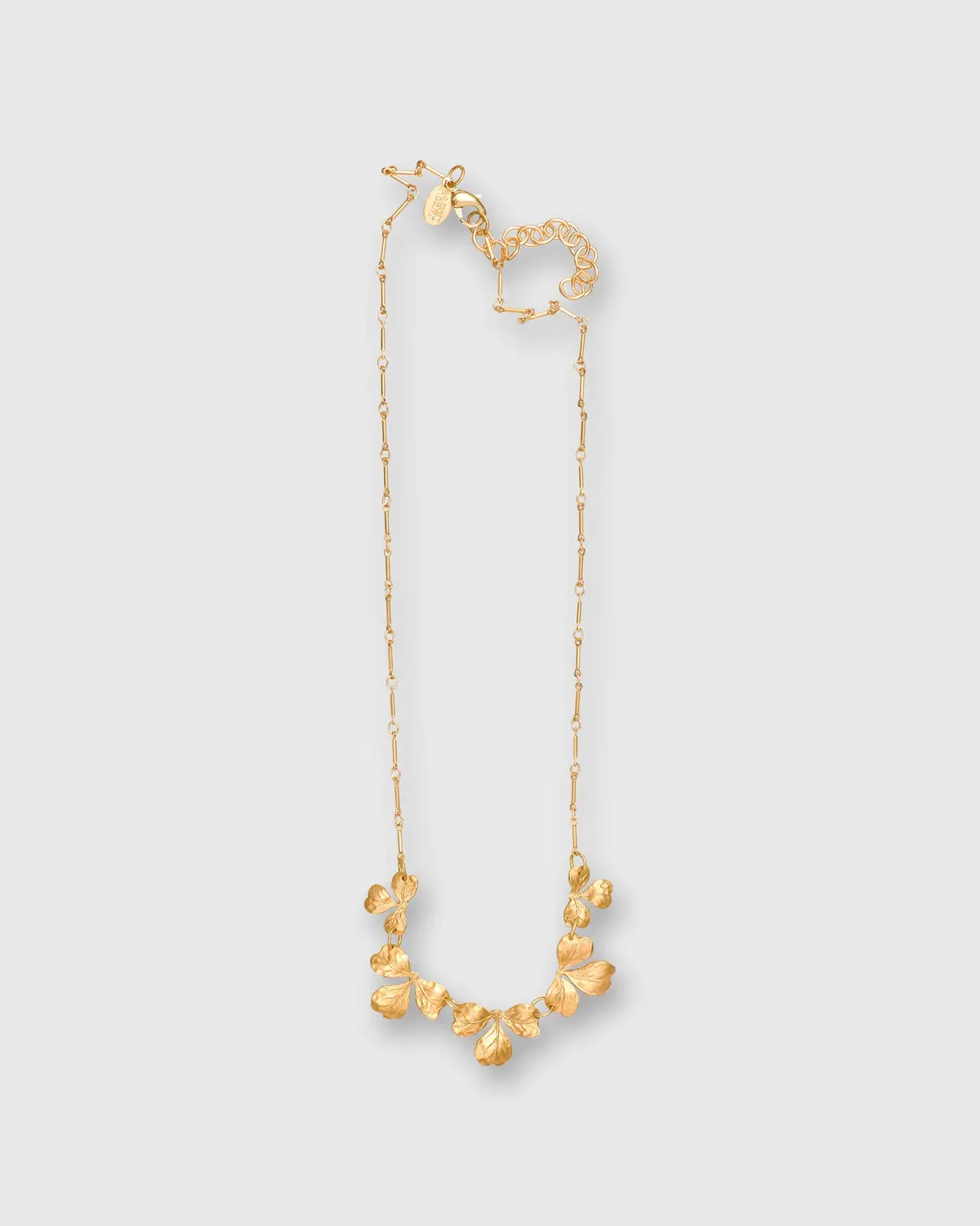 Clover Necklace In Hammered Brass 1