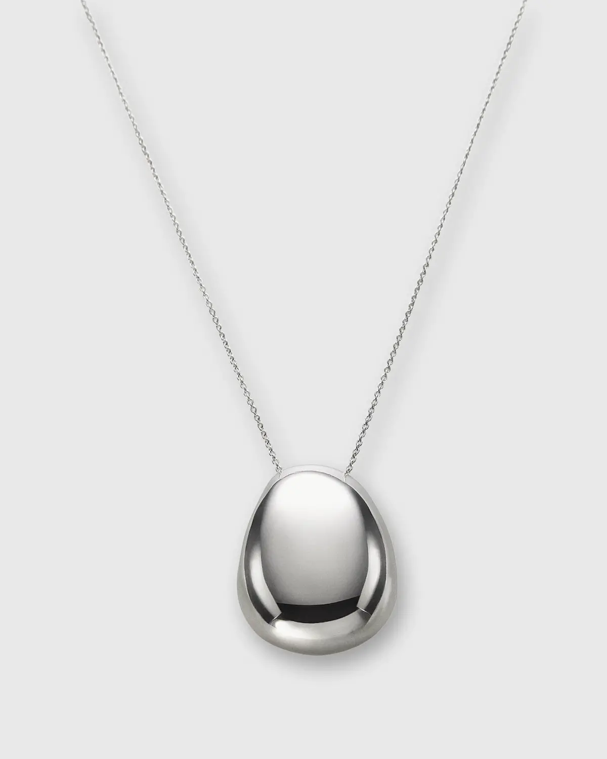 Large Oval Pendant Necklace In Sterling Silver 1