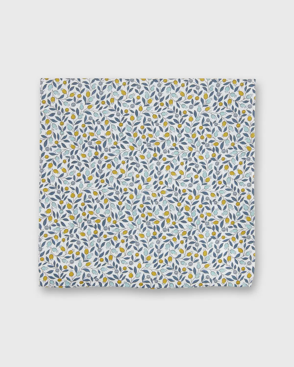 Cotton Print Pocket Square In Blue/Yellow Floriana Liberty Fabric 1