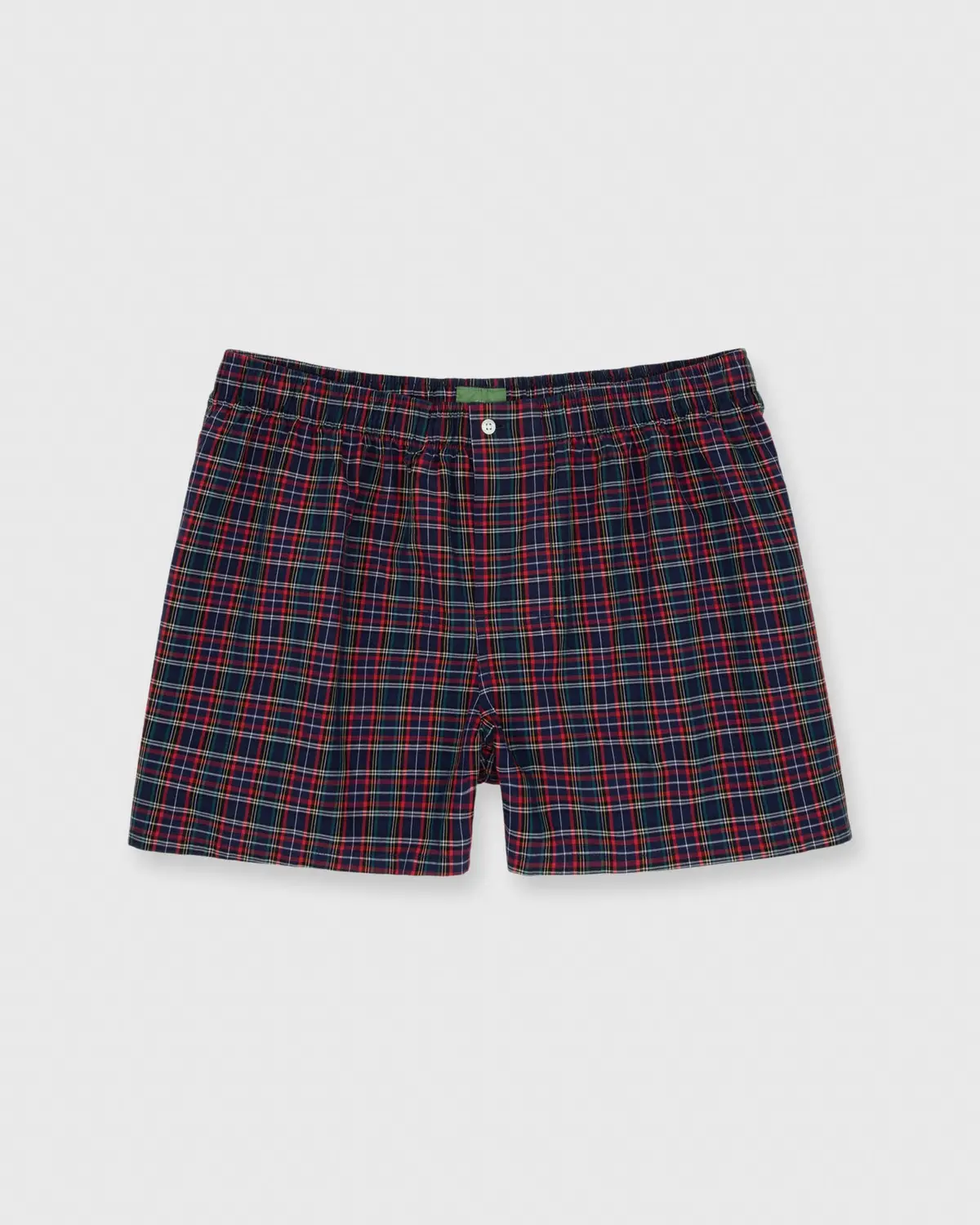 Button-Front Boxer Short In Navy Tartan Poplin 1