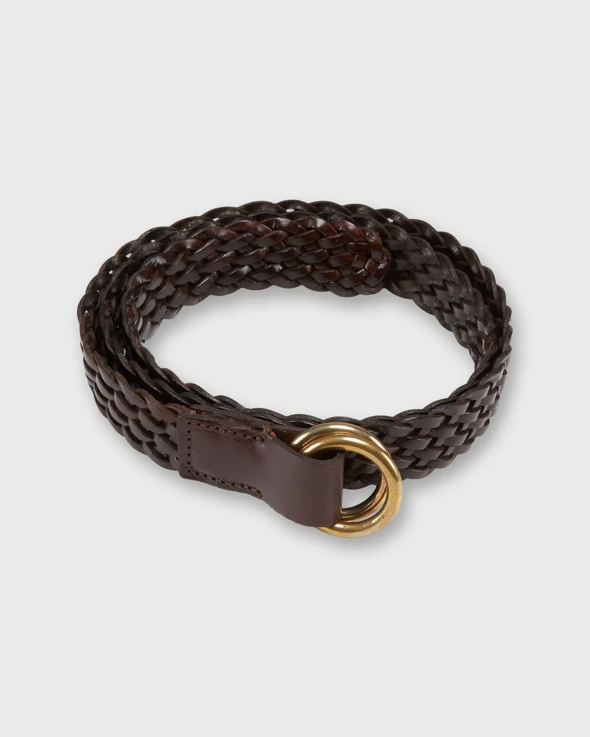 1" Woven O-Ring Belt In Chocolate Leather 1