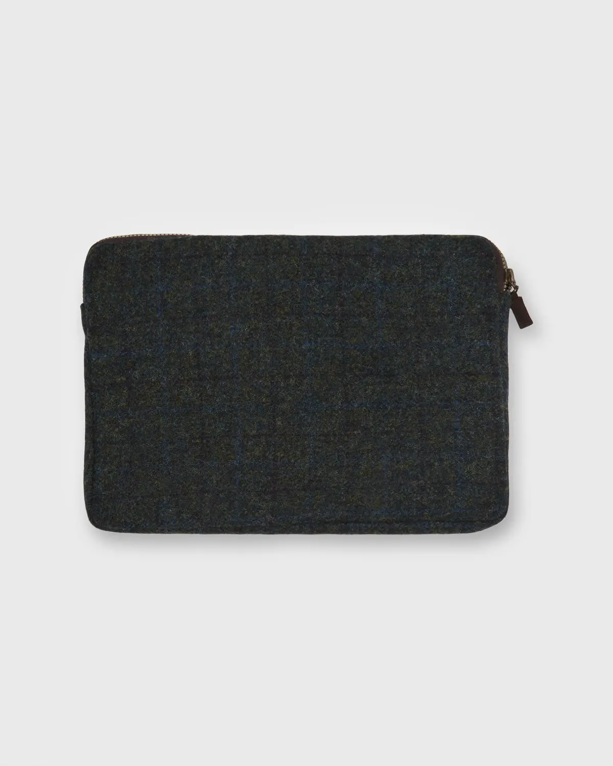 Laptop Case In Brown/Spruce/Navy Plaid Harris Tweed 1