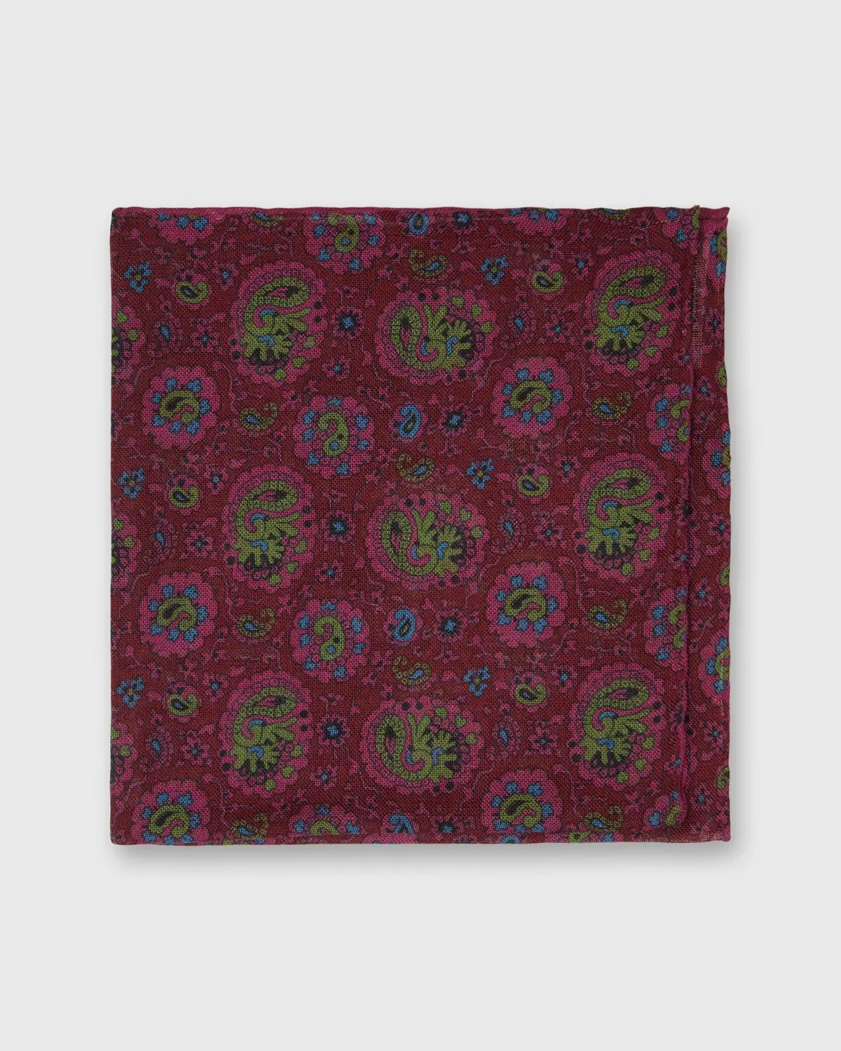 Hand-Rolled Pocket Square In Pink Paisley 1