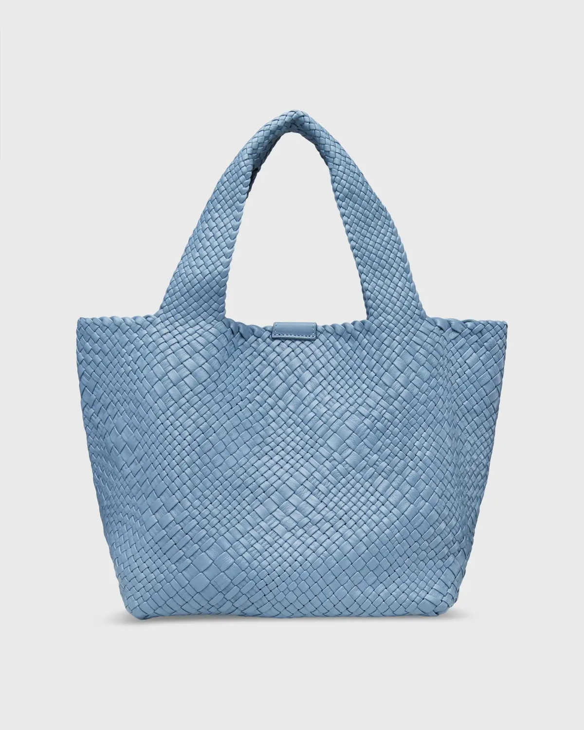 Mercato Handwoven Tote In Steel Blue Leather 1