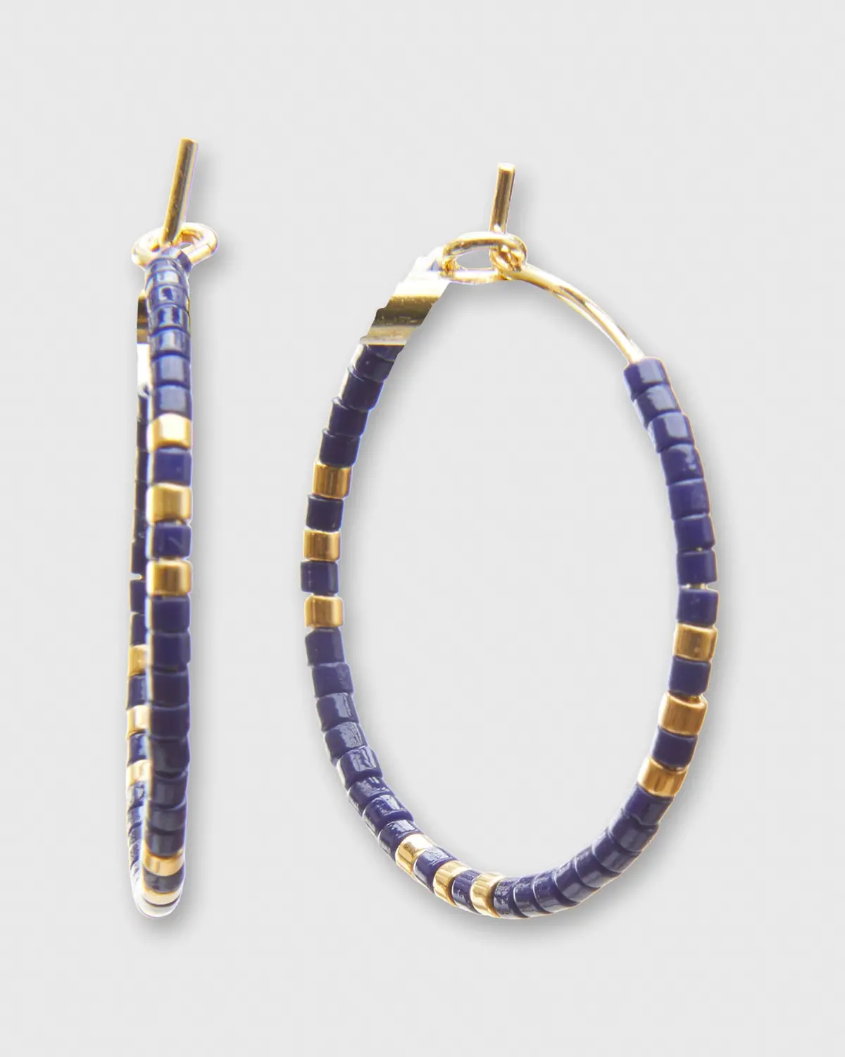 Small Zoe Hoop Earrings In Navy 1