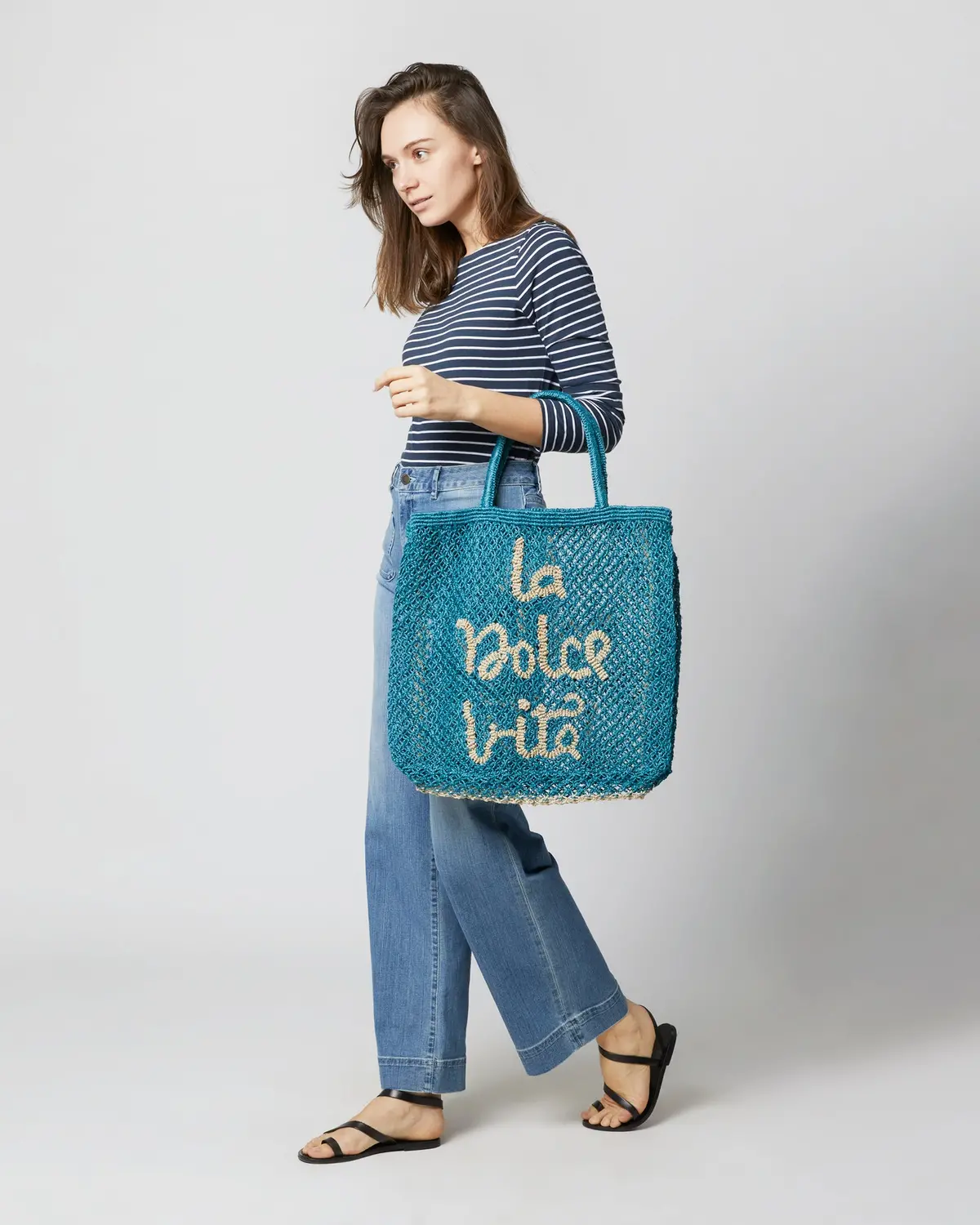 Large La Dolce Vita Tote In Ocean 2