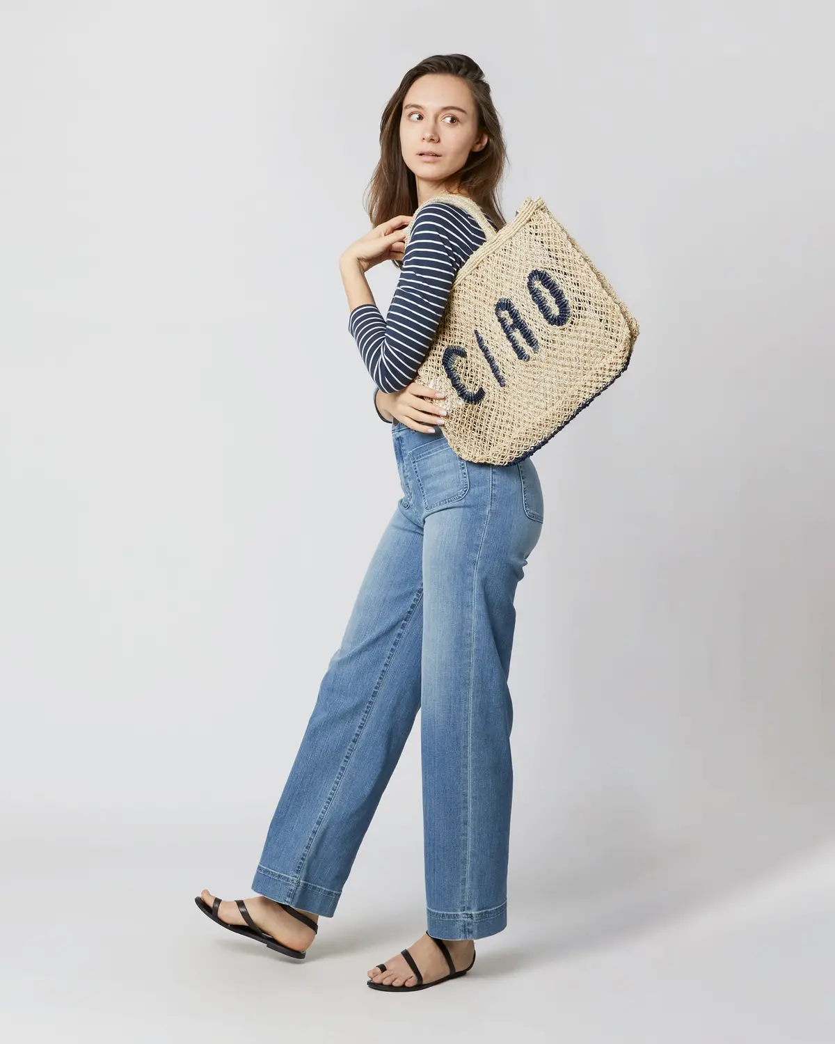 Small Ciao Tote In Natural/Indigo 2