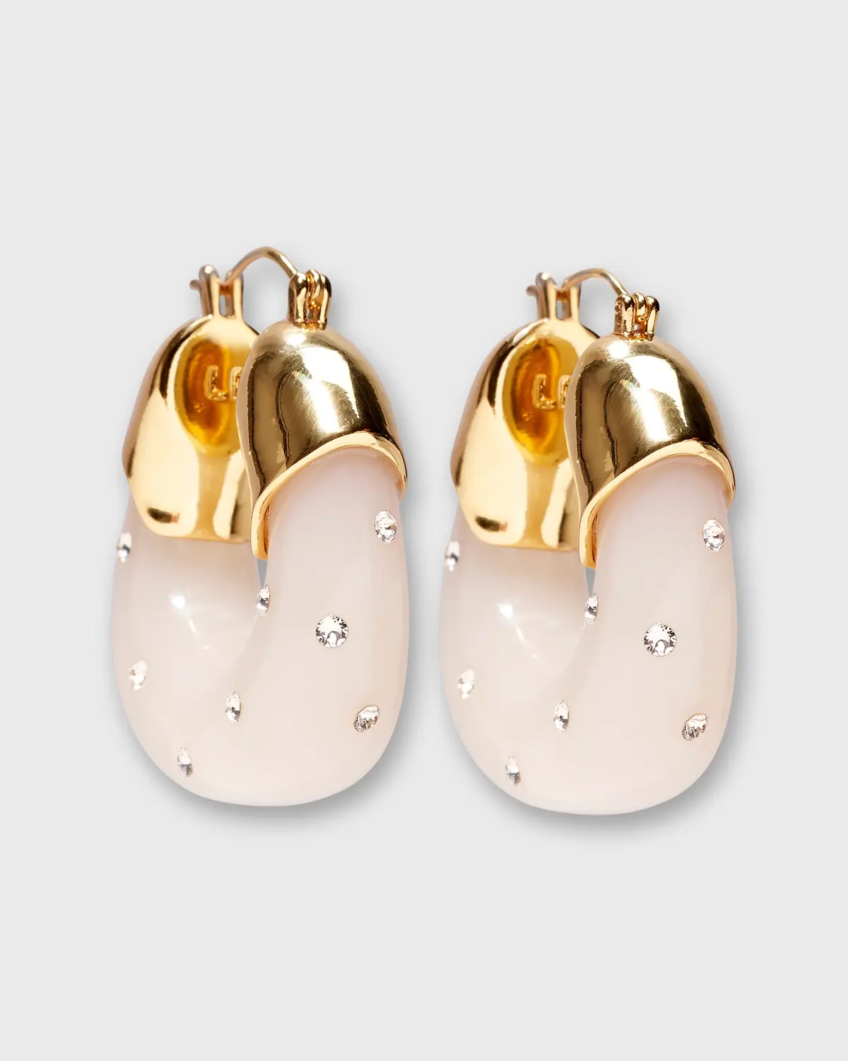 Organic Hoop Earrings In Studded Ivory 1