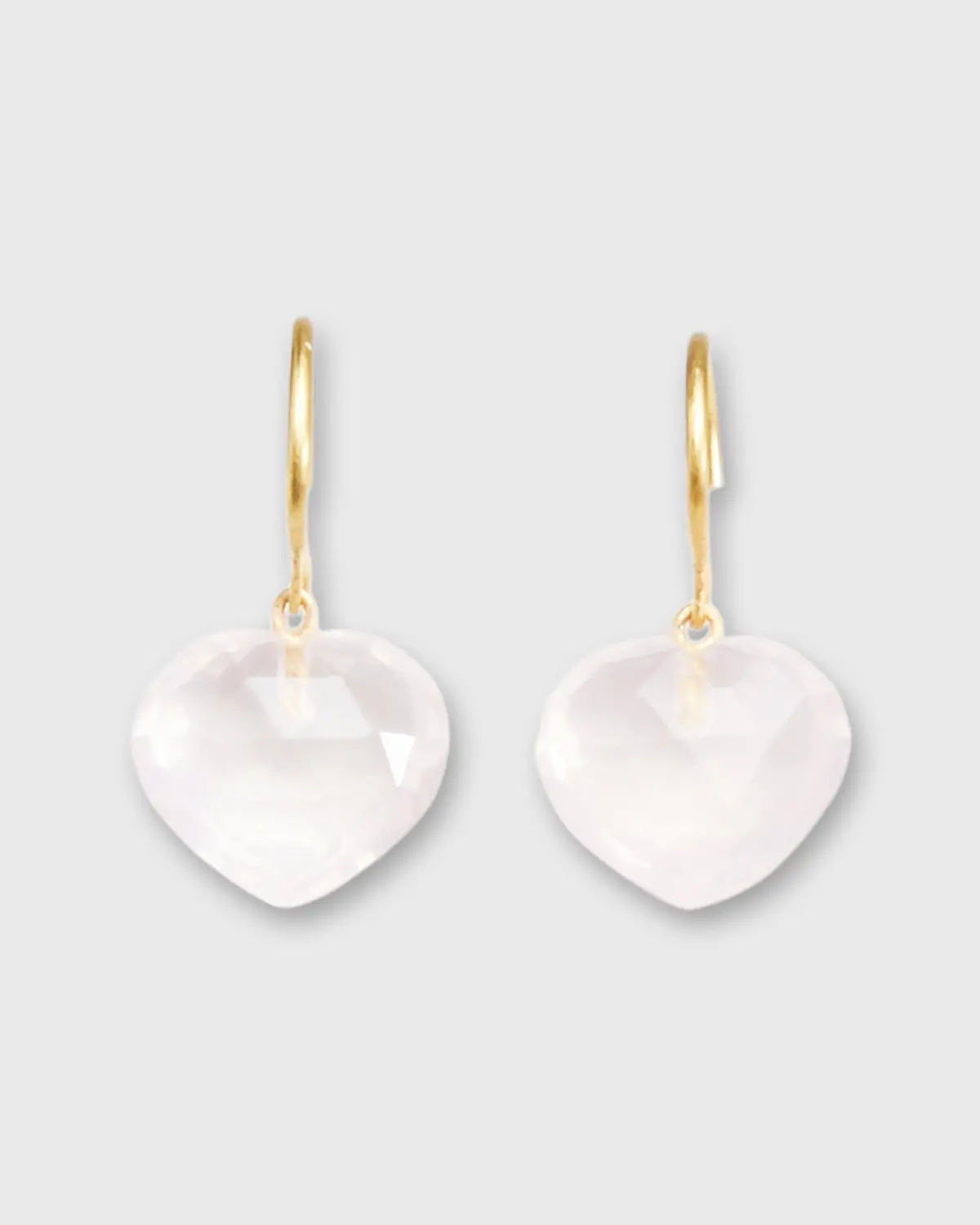 Heart Earrings In Rose Quartz 1