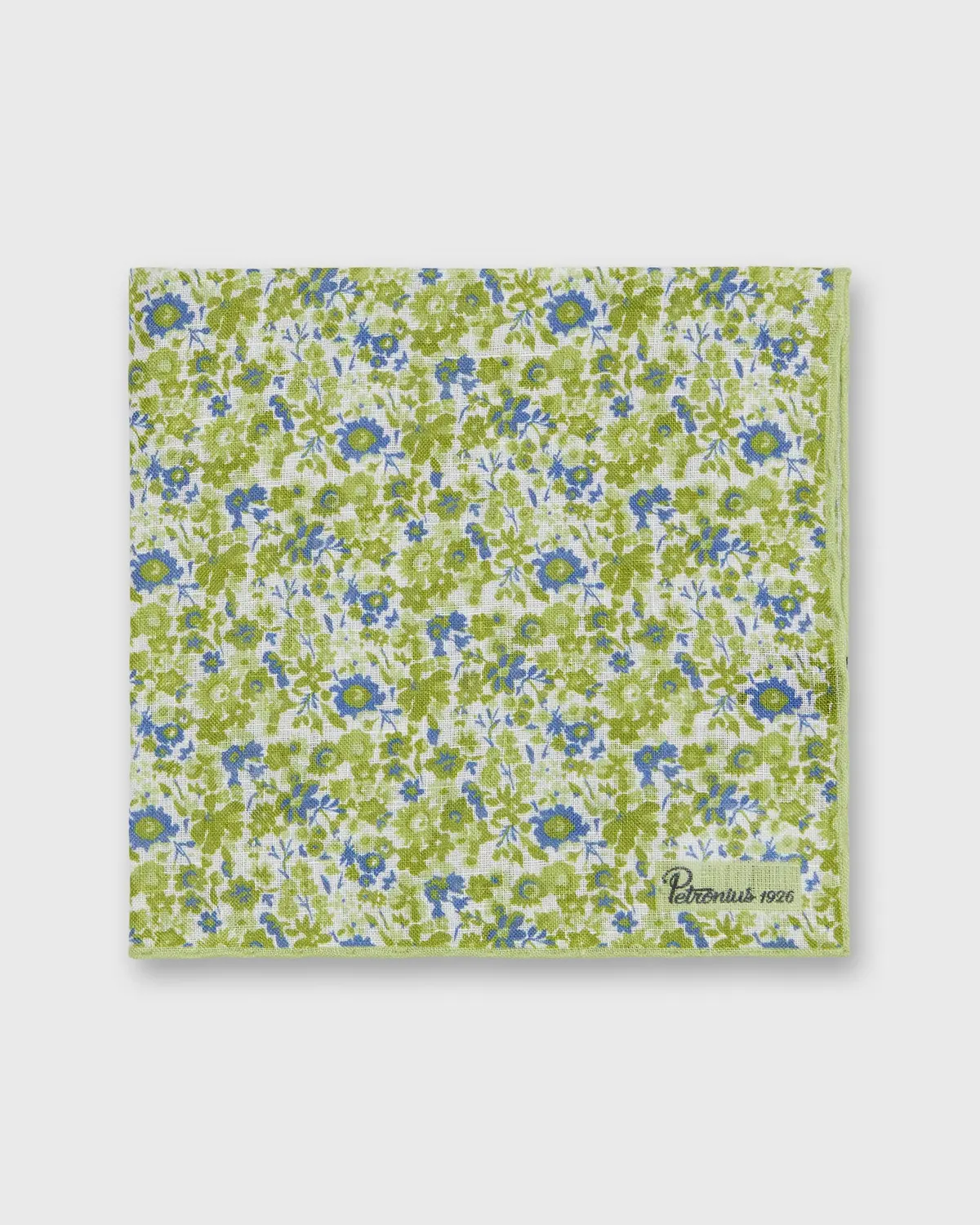 Linen Print Pocket Square In Bone/Sage Floral 1