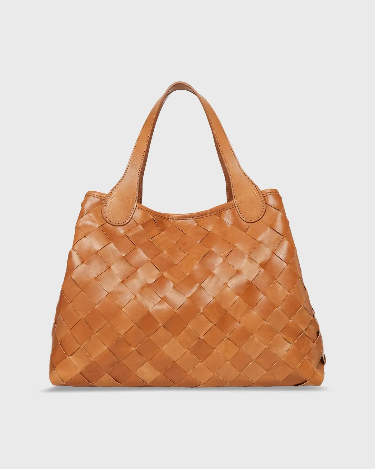 Veg-Tanned Handwoven Tote In Raw Tobacco Leather 1