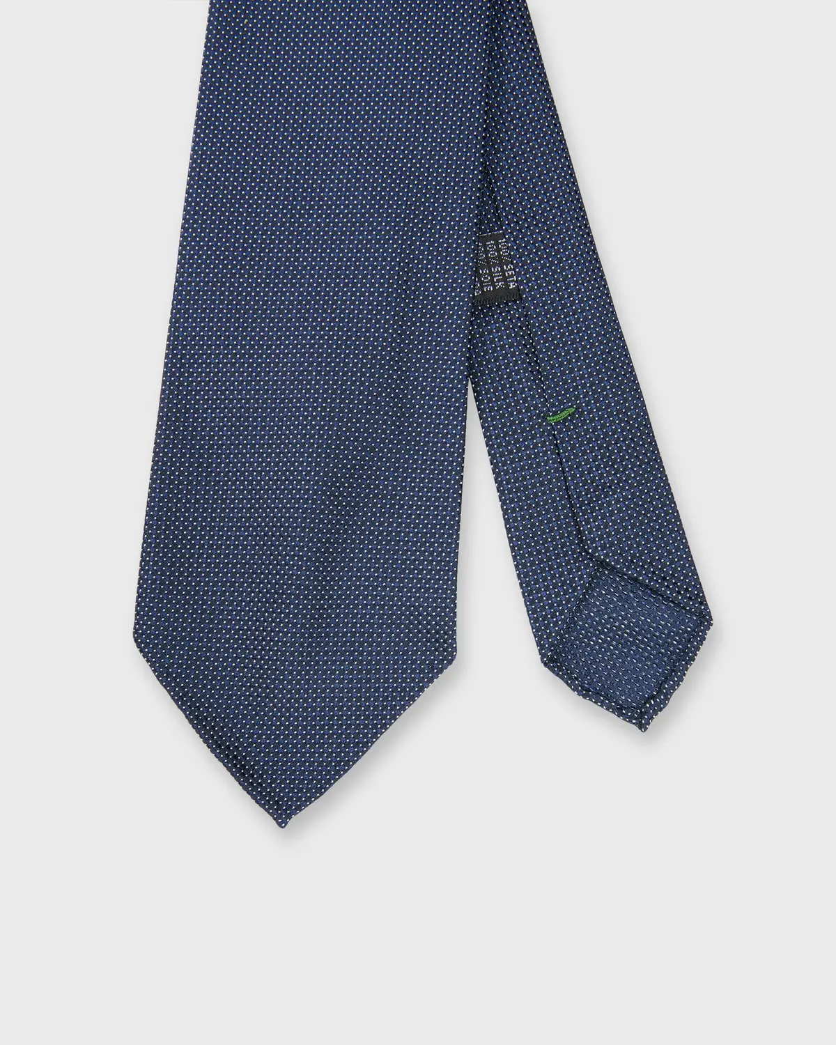 Silk Jacquard Tie In Navy/Bone Almond Dot 1