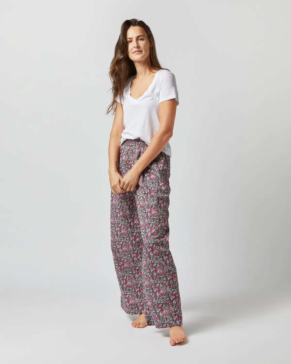 Pajama Pant In Pink/Sky/Green Floral Affair Liberty Fabric 1