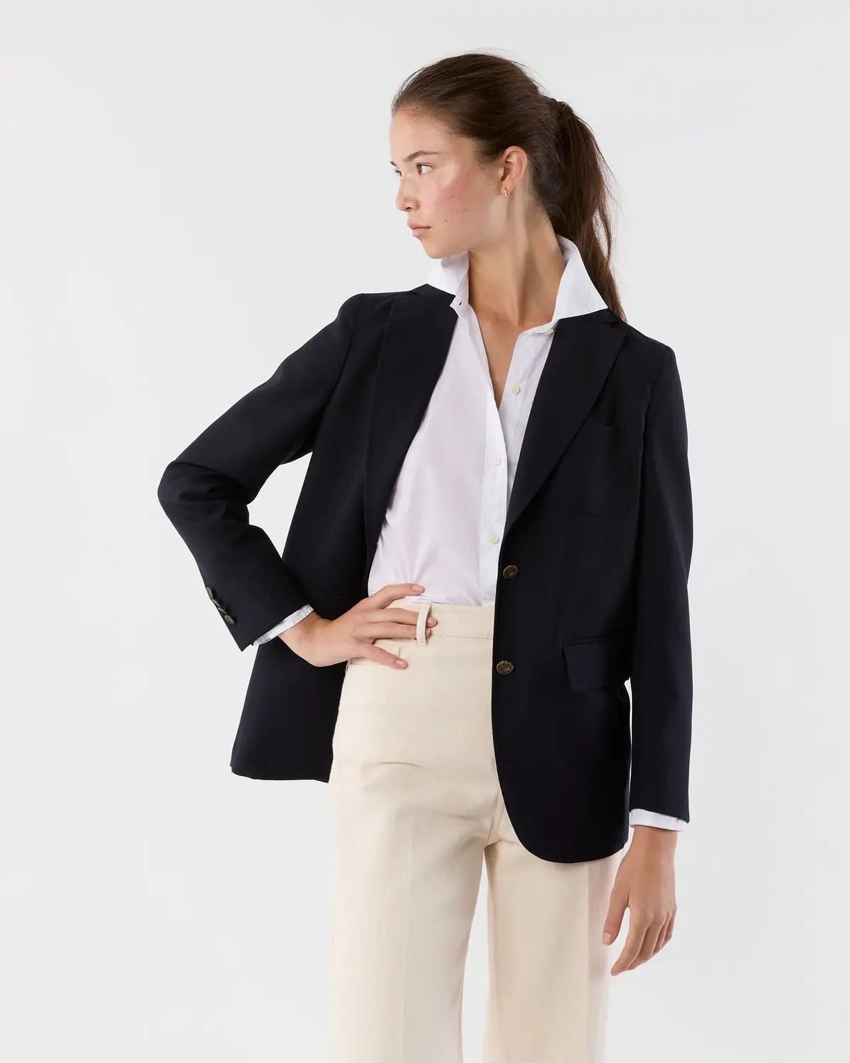 Ghost Blazer In Navy High-Twist 1