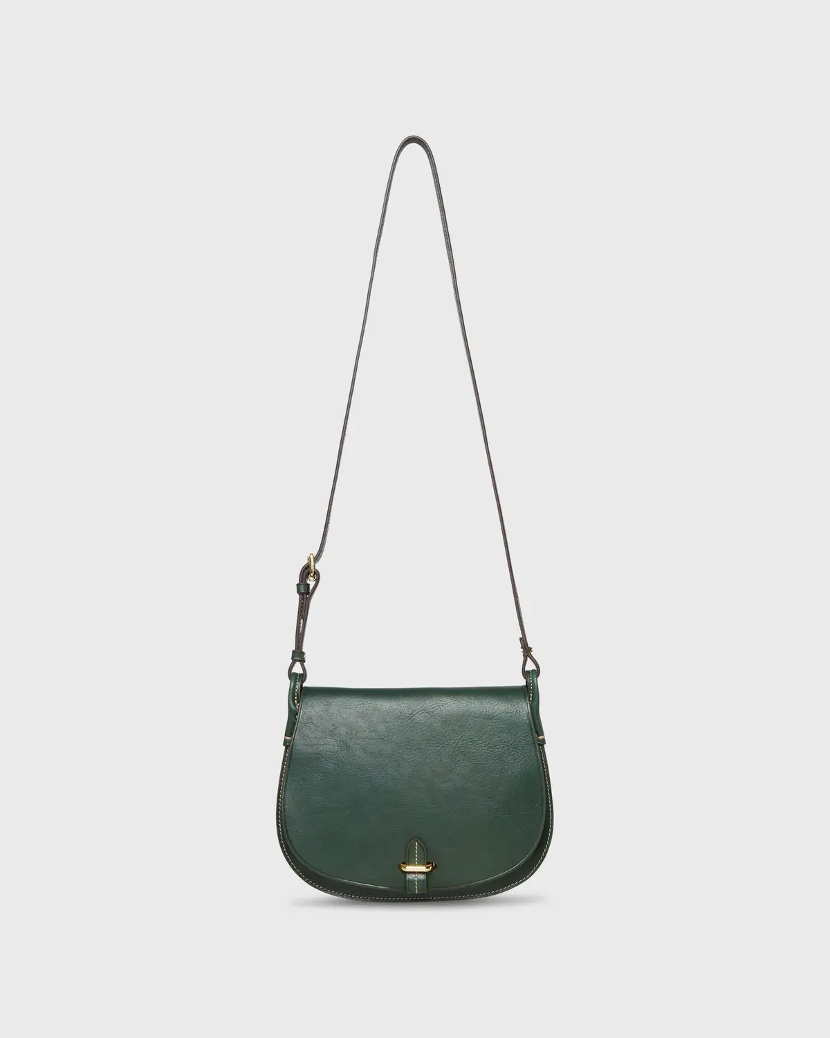 Medium Accordion Clara Crossbody Bag In Dark Green Leather 1