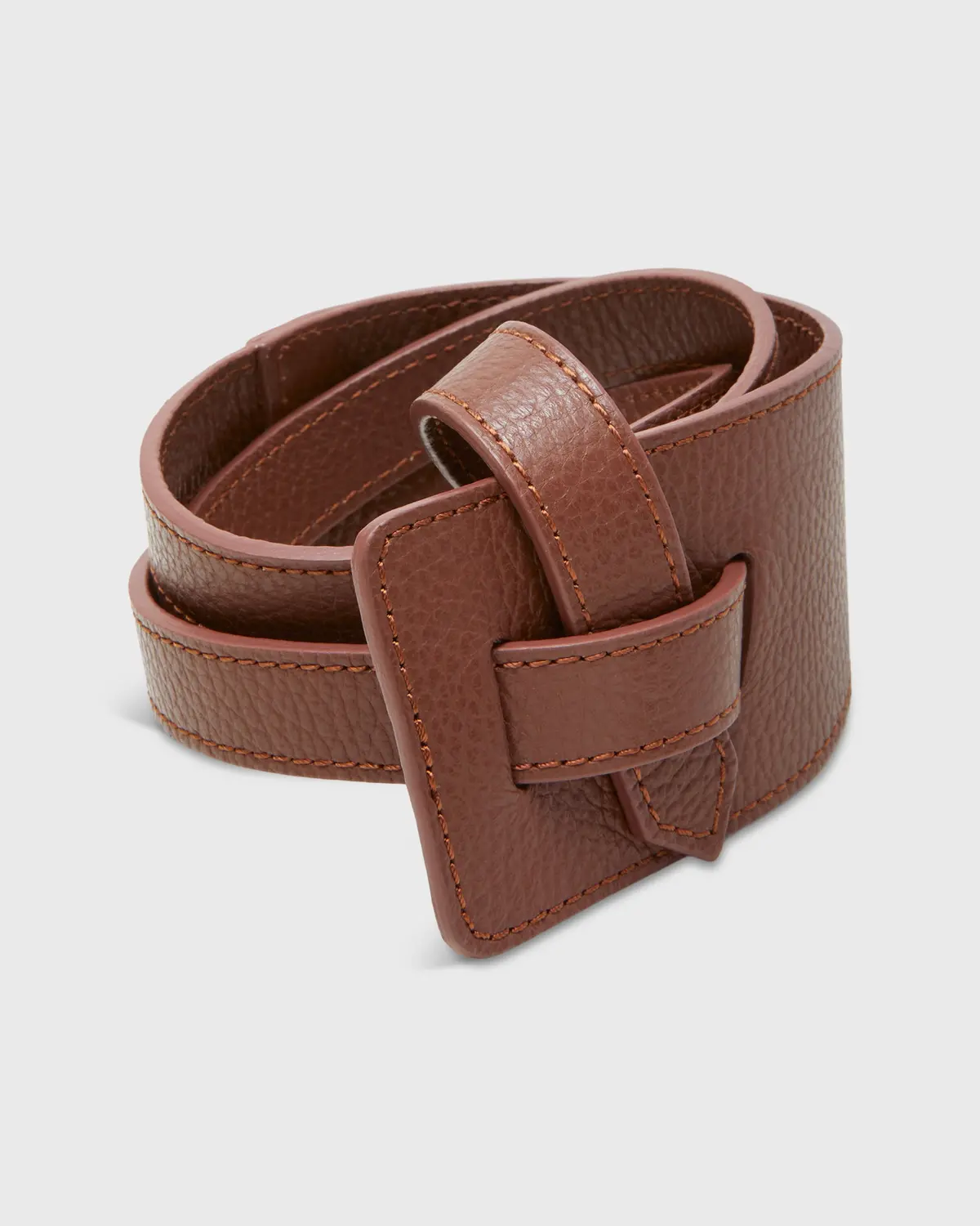 Asymmetrical Loop Thru Belt In English Tan Leather 1