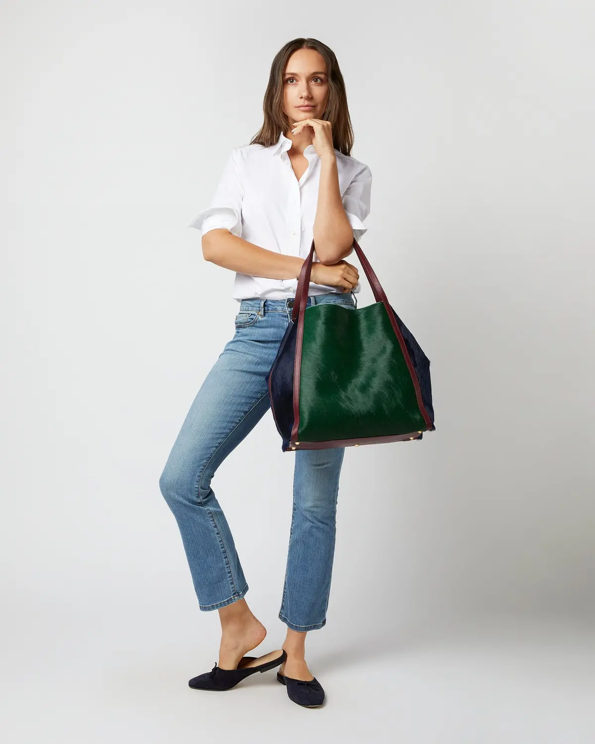 Cita Tote In Hunter/Bordeaux/Navy Pony 2