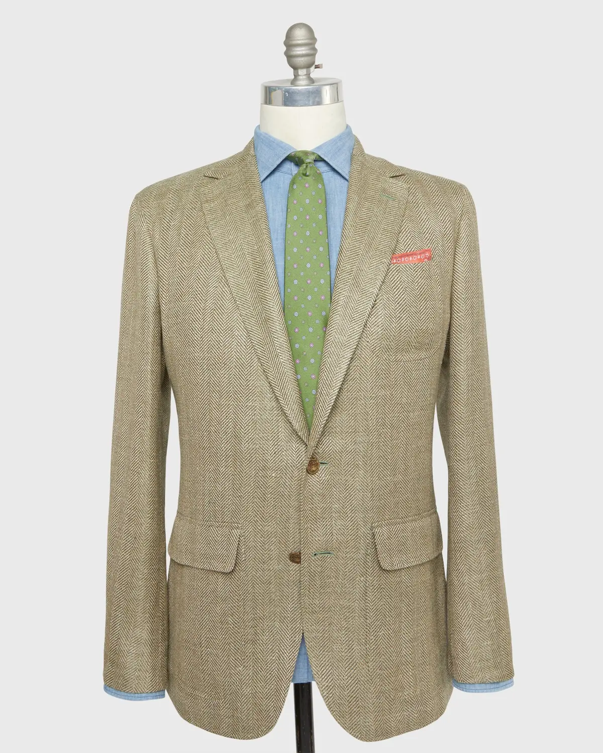 Ghost Blazer In Sage/Wheat Herringbone 1