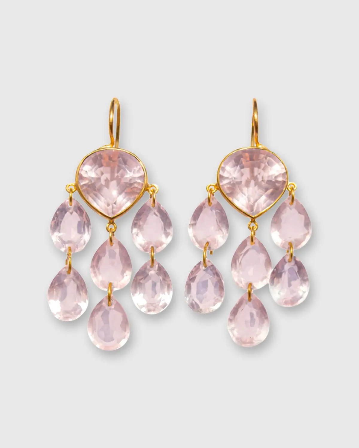 Small Rita H. Earrings In Rose Quartz 1