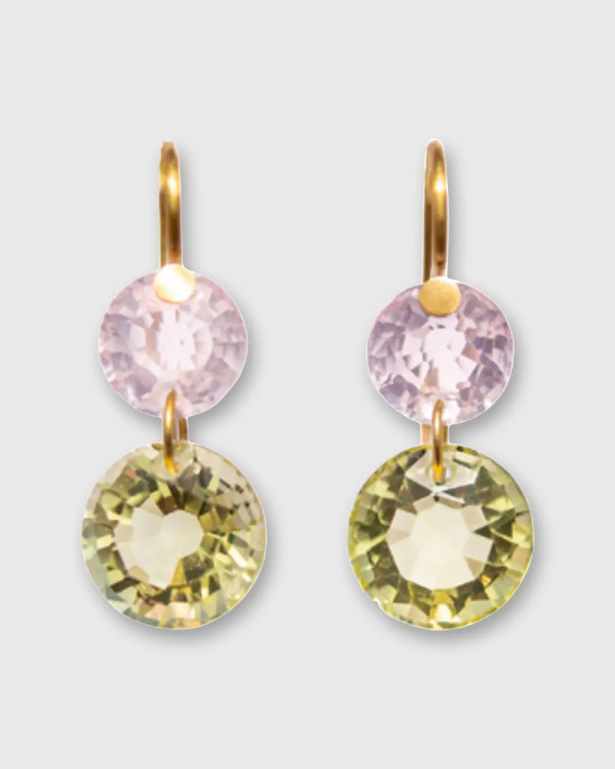 Extra Small Gem Incandescence Earrings In Rose Quartz/Lemon Quartz 1