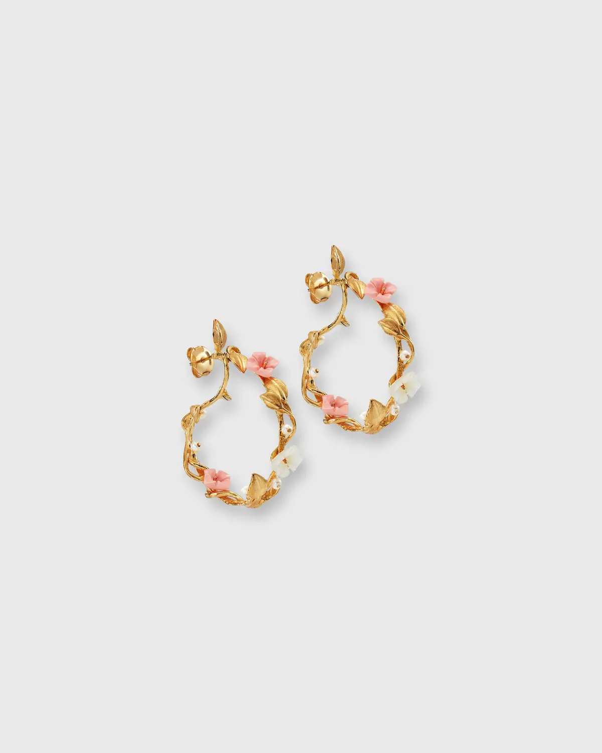 Mini Flower Whirl Earrings In Gold/Pink/Mother Of Pearl 1