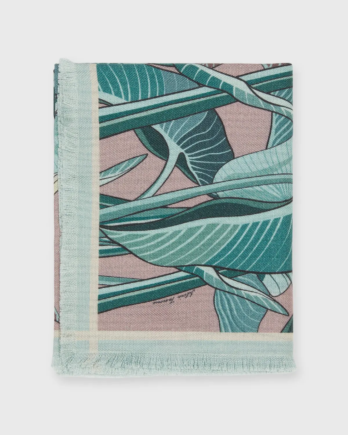 Floral Rectangular Scarf In Green/Pink 2