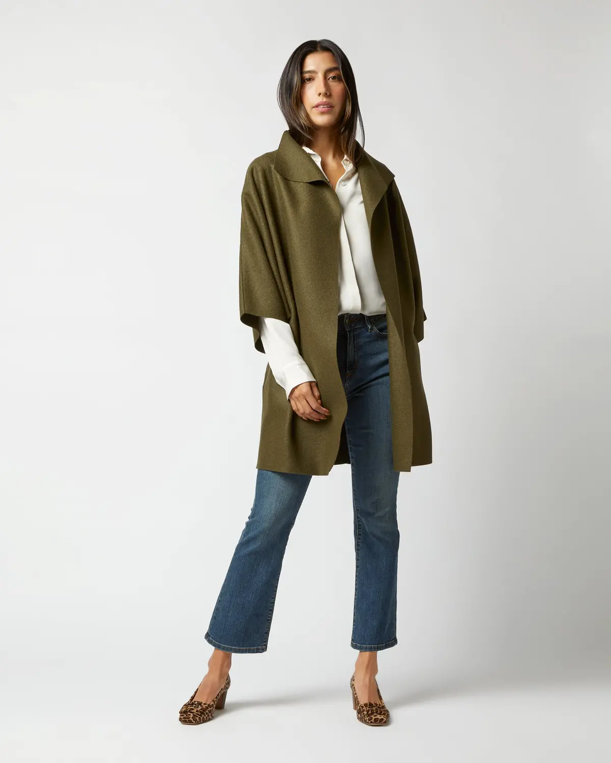 Kimono Coat In Moss Green 1