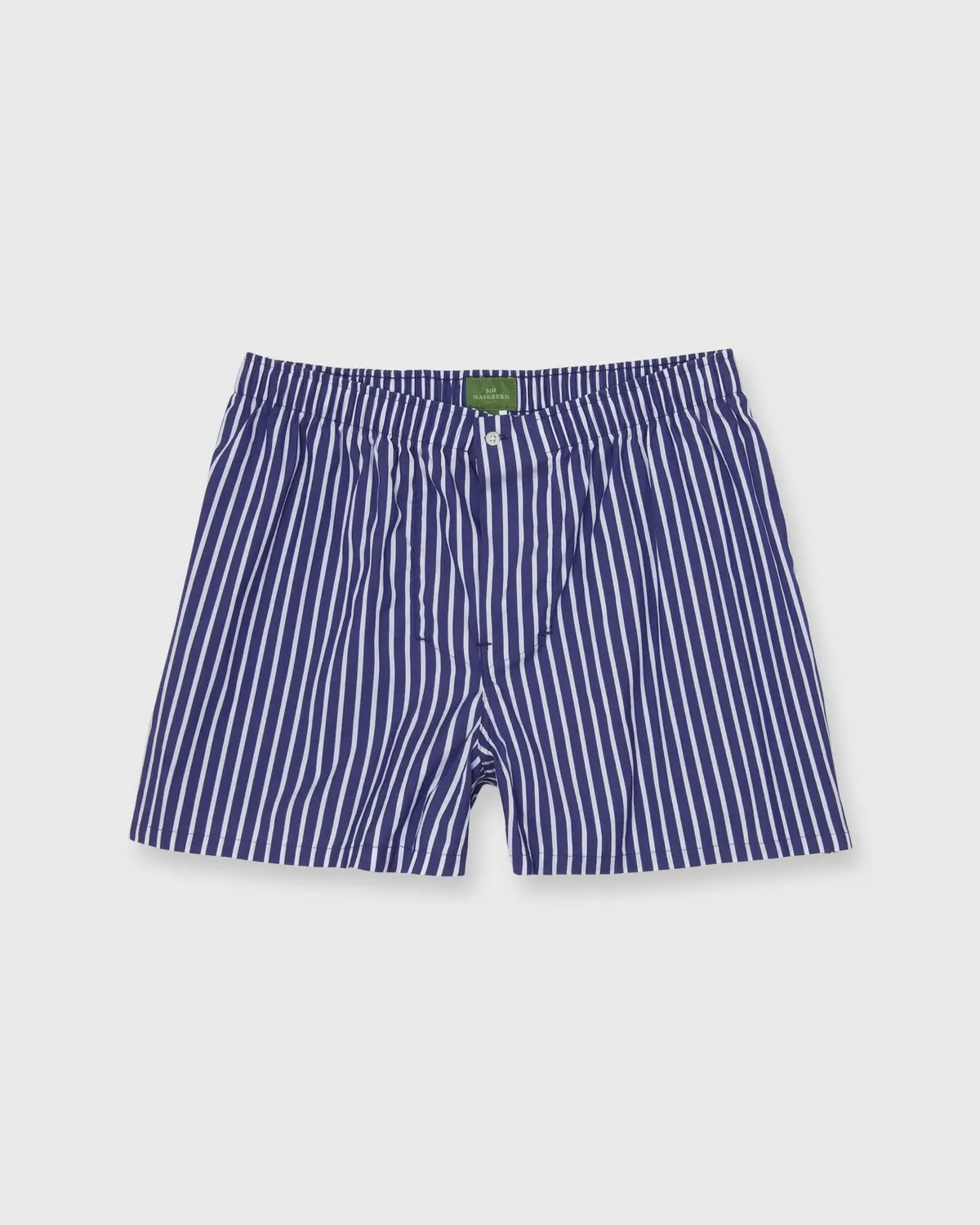 Button-Front Boxer Short In Blue/White Stripe Stretch Poplin 1
