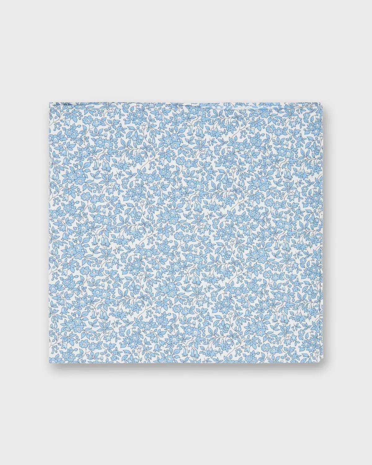 Cotton Print Pocket Square In Steel Blue Chamomile Liberty Fabric 1