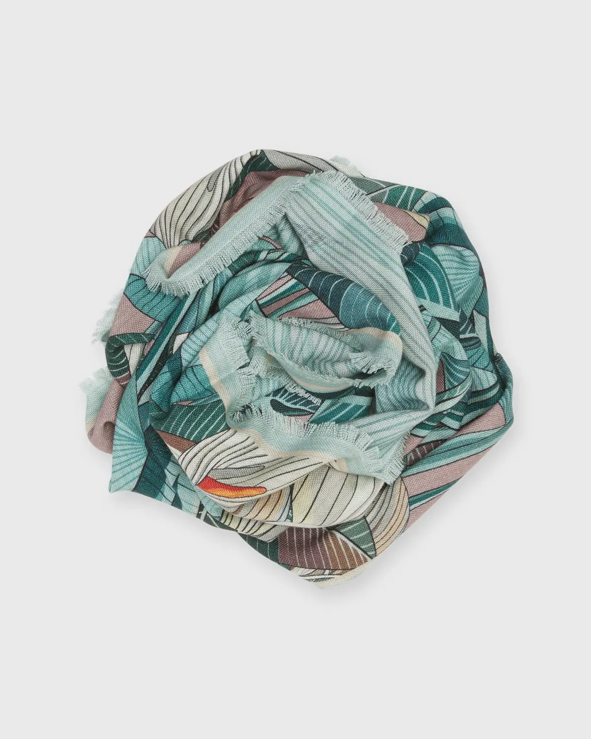 Floral Rectangular Scarf In Green/Pink 1