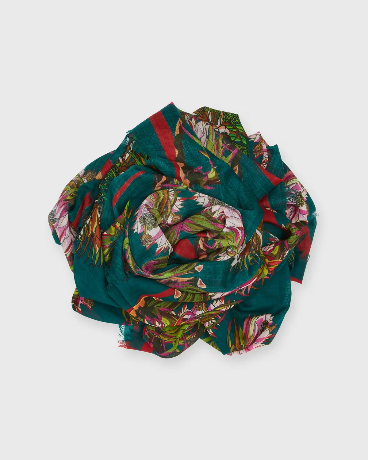 Lily Long Rectangular Scarf In Pink/Lovat 1
